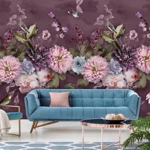 UTOPIA INK7552 Mural Cool Florals 3D